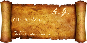 Alb Jolán névjegykártya