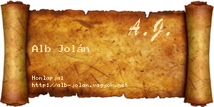 Alb Jolán névjegykártya